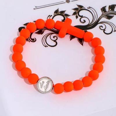 Brightly Coloured Cross and Ave Maria Rosary Bracelet