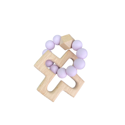 Silicone and Wood Cross Decade Teether - NEW PASTELS RANGE