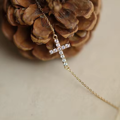 Charming 14K Gold Plated Cross Pendant Bracelet