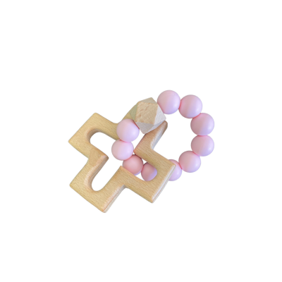 Silicone and Wood Cross Decade Teether - NEW PASTELS RANGE