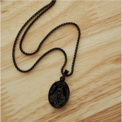 Black Miraculous Medal for Men