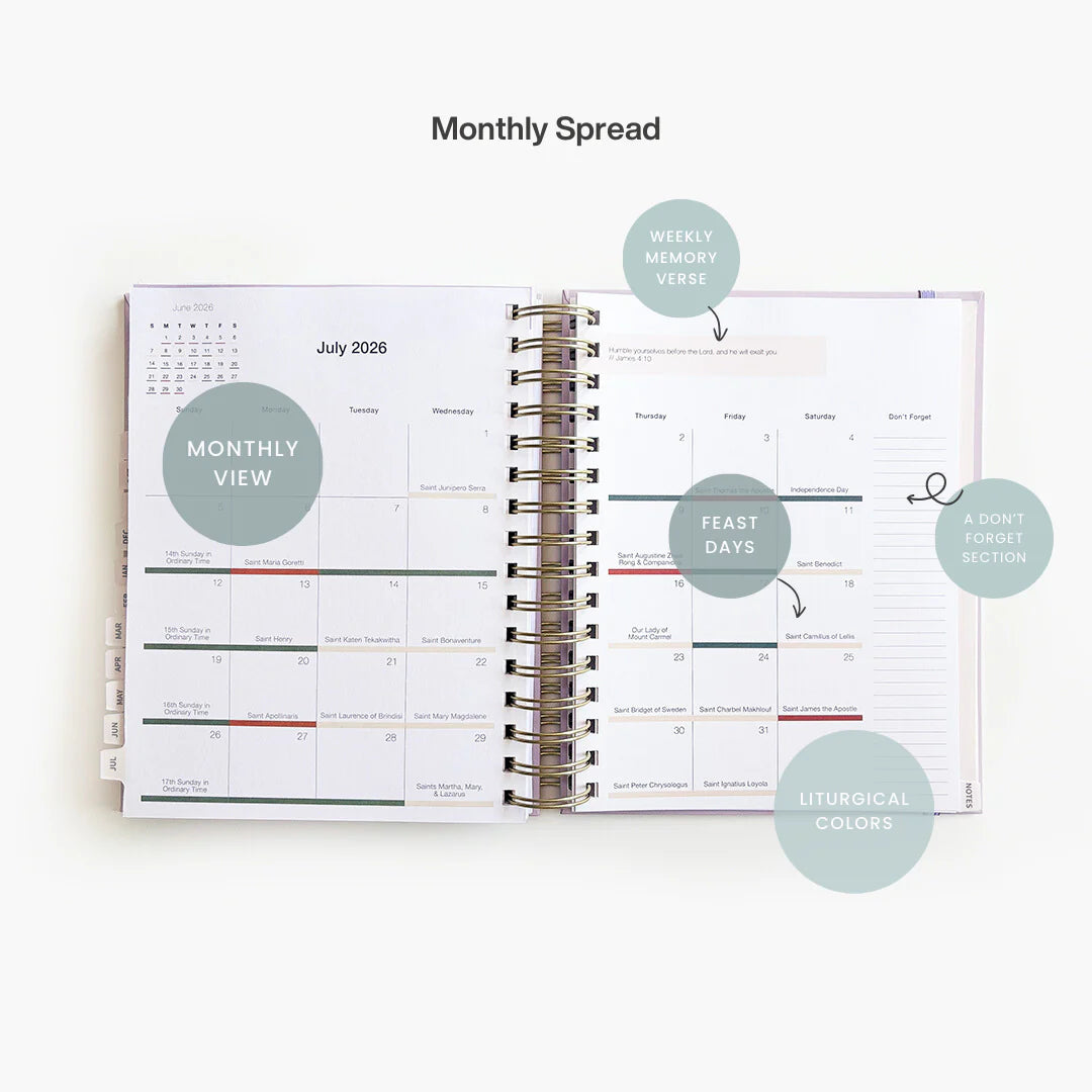 2026 Calendar Year Catholic Liturgical Planner // Mini Layout