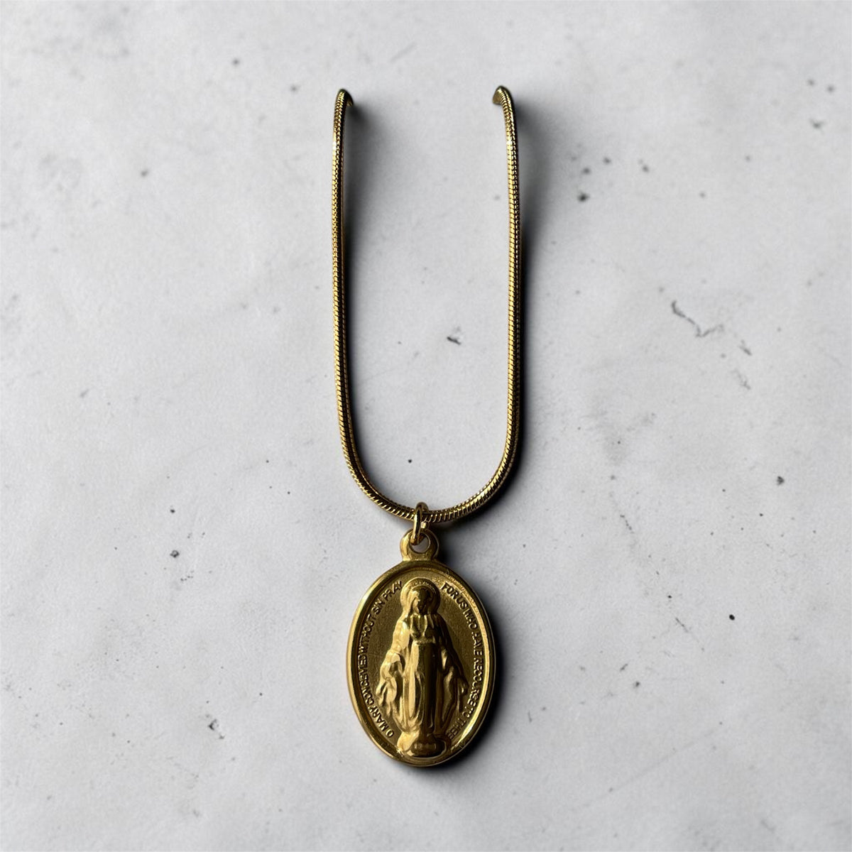 Virgin Mary Gold Pendant Necklace