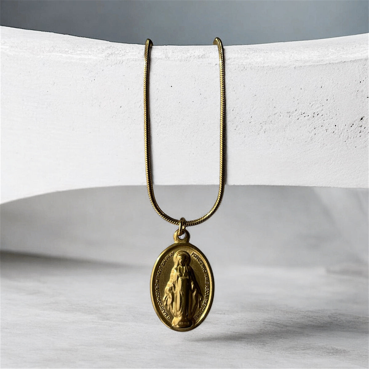 Virgin Mary Gold Pendant Necklace
