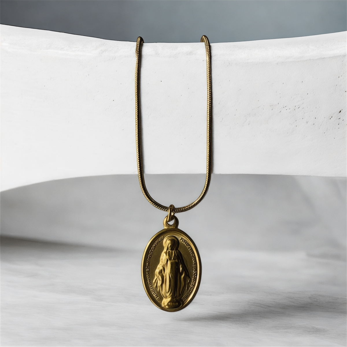 Virgin Mary Gold Pendant Necklace