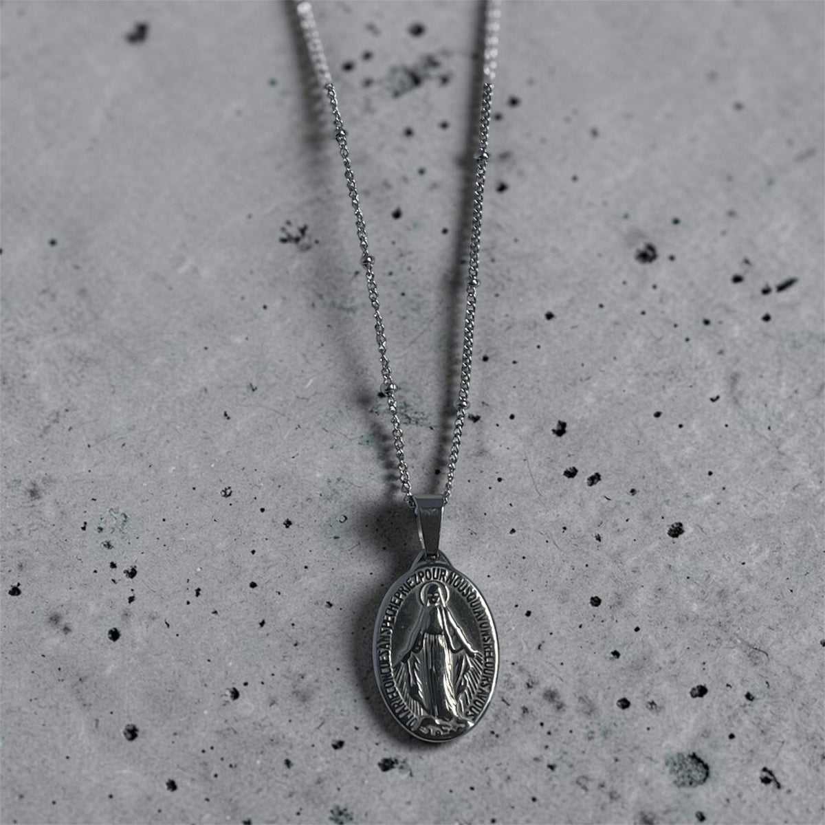 Miraculous Medal with Classic Silver Ball chain