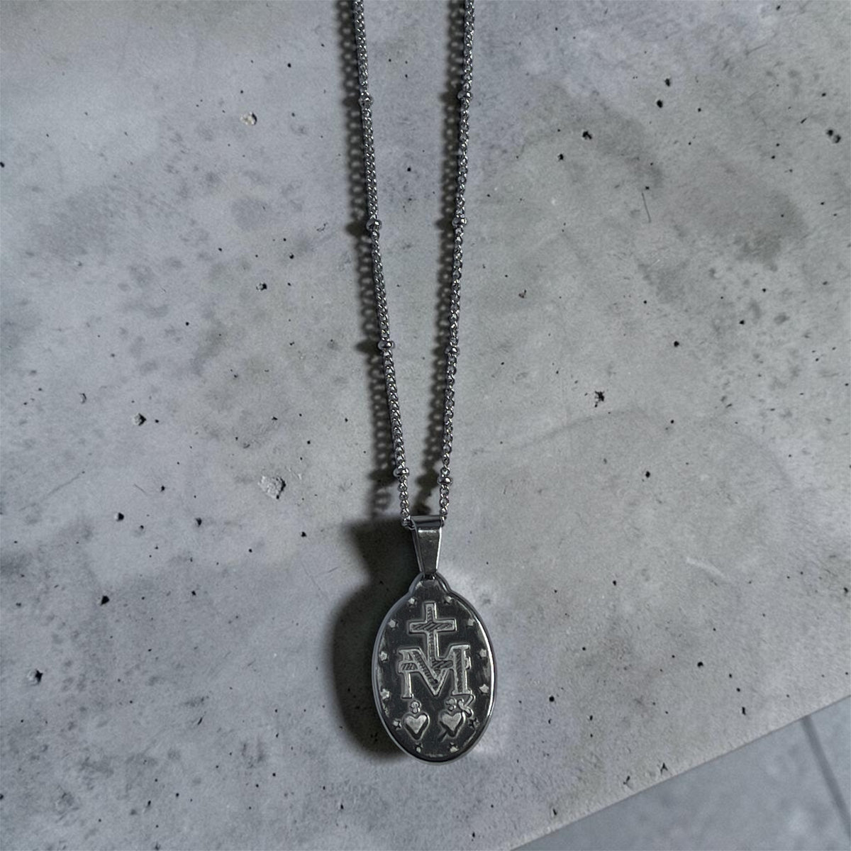 Miraculous Medal with Classic Silver Ball chain
