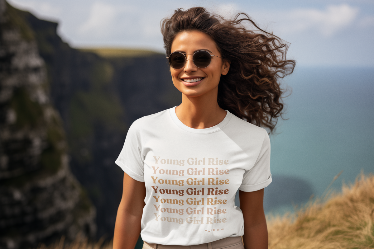 &#39;Young Girl Rise&#39; Cotton Unisex T-shirt