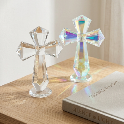 Crystal Standing Cross - Elegant Tabletop Ornament