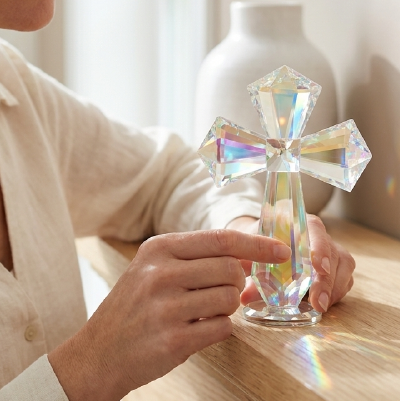 Crystal Standing Cross - Elegant Tabletop Ornament