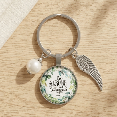 Glass Dome Bible Verse Keyring