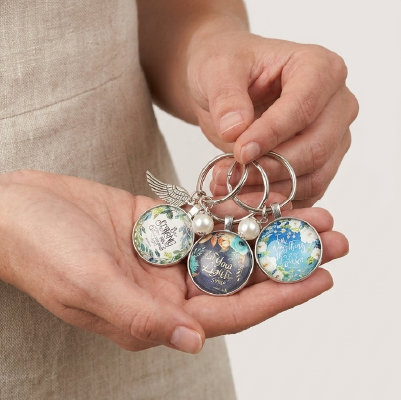 Glass Dome Bible Verse Keyring