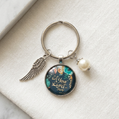 Glass Dome Bible Verse Keyring