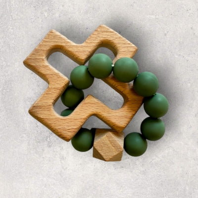 Silicone and Wood Cross Decade Teether
