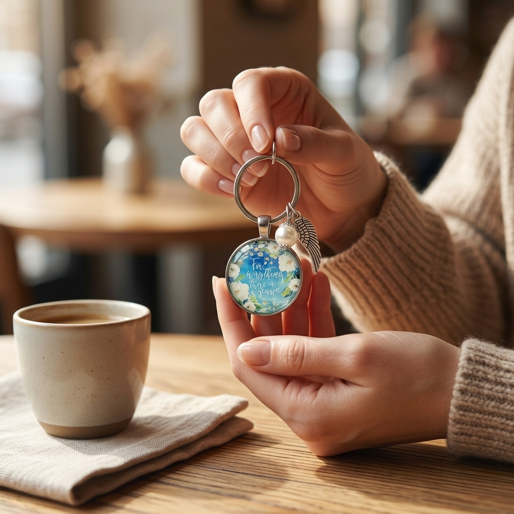 Glass Dome Bible Verse Keyring