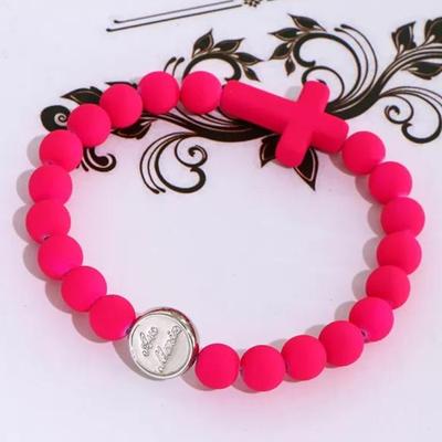 Brightly Coloured Cross and Ave Maria Rosary Bracelet