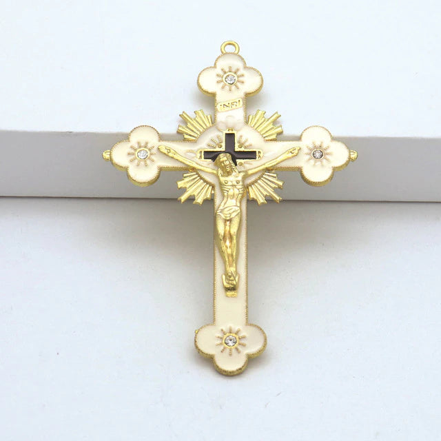Gold and Pearlescent Catholic Wall Cross Crucifix - 3 styles available