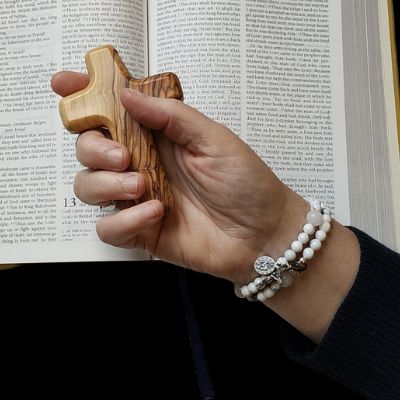 Olive Wood Holding Cross- Large - Modern Grace