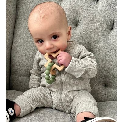 Silicone and Wood Cross Decade Teether