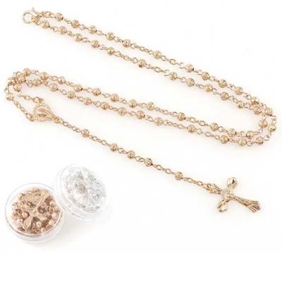 Rose Shaped Metal Rosary Beads - 4mm